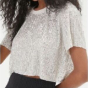 NWT Urban Outfitters Silver Sequin Crop Top